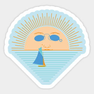 Vintage Sun Face Sunglasses Sea Boat Sailing Summer Sticker